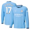 Manchester City De Bruyne 17 Hjemme 2024-25 - Herre Langermet Fotballdrakt